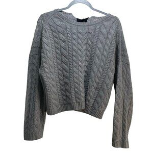 J Crew Wool Blend Chunky Knit Sweater Academia S Gray Back Tie Preppy Holiday